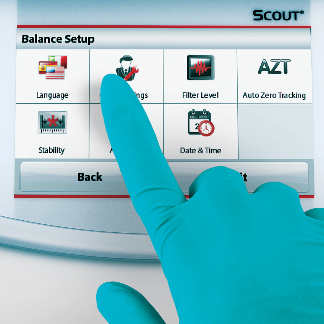Ohaus Scout STX touch screen