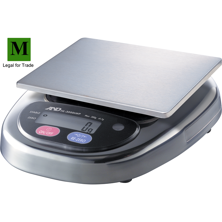 A&D HL-3000LWP IP65 Trade Approved Stainless Balance