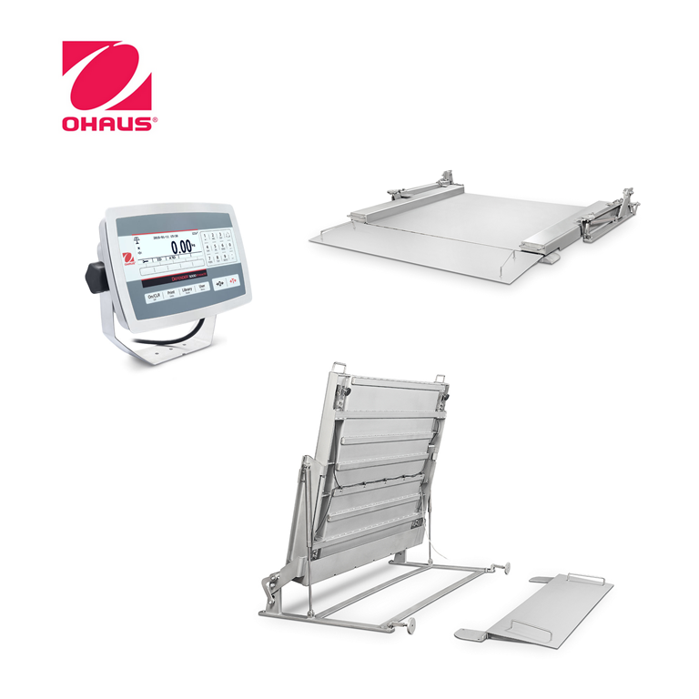 Ohaus Defender 5000 Stainless Lift Platform ready for use
