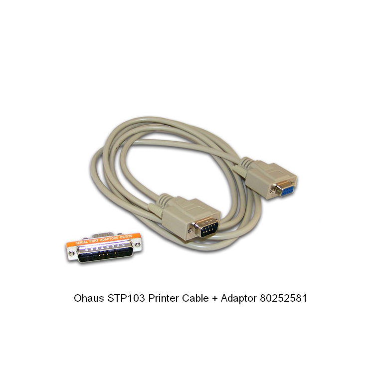 Ohaus STP103 Printer Cable RS9 M/F + Adaptor 80252581